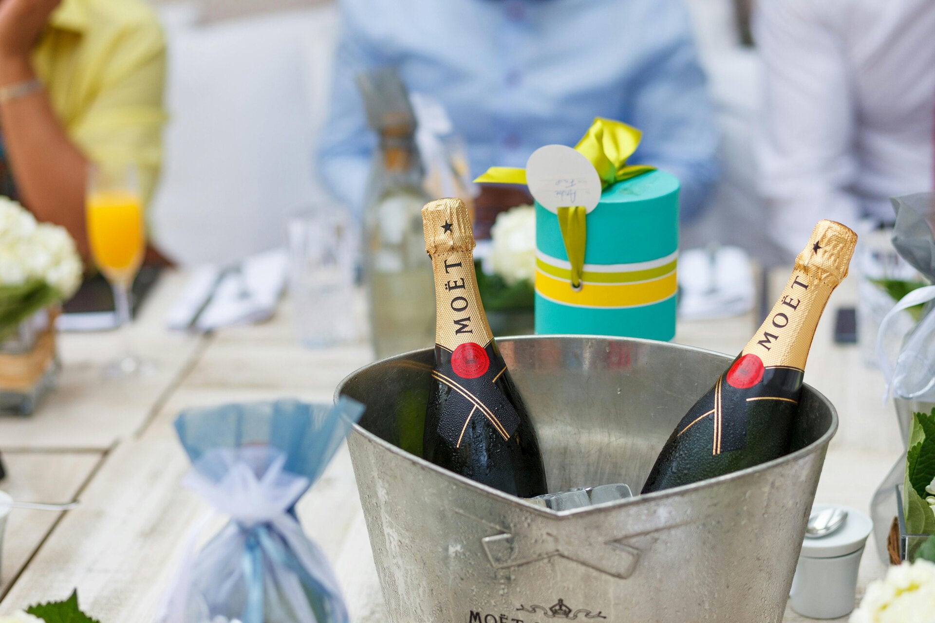 Champagne bottles on ice